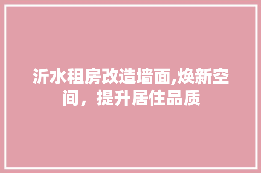 沂水租房改造墙面,焕新空间，提升居住品质