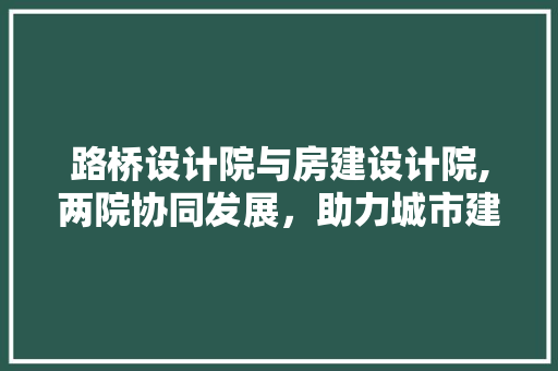 路桥设计院与房建设计院,两院协同发展，助力城市建筑高质量发展