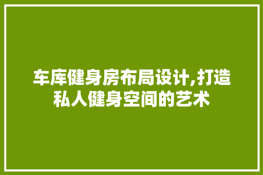 车库健身房布局设计,打造私人健身空间的艺术