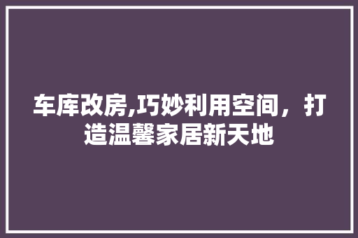 车库改房,巧妙利用空间，打造温馨家居新天地