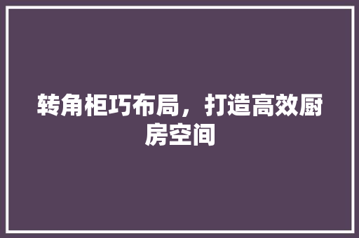 转角柜巧布局，打造高效厨房空间