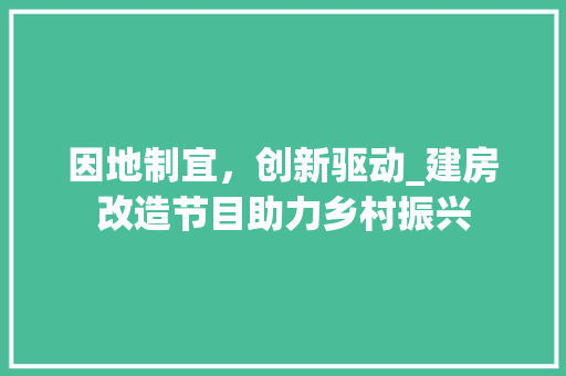 因地制宜，创新驱动_建房改造节目助力乡村振兴