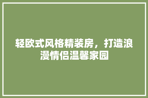 轻欧式风格精装房，打造浪漫情侣温馨家园