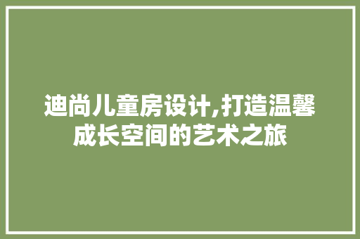 迪尚儿童房设计,打造温馨成长空间的艺术之旅