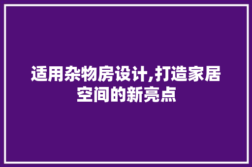 适用杂物房设计,打造家居空间的新亮点