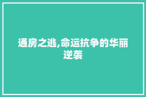 通房之逃,命运抗争的华丽逆袭