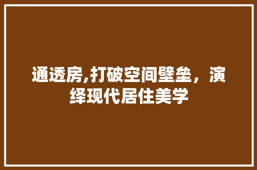 通透房,打破空间壁垒，演绎现代居住美学