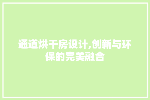 通道烘干房设计,创新与环保的完美融合