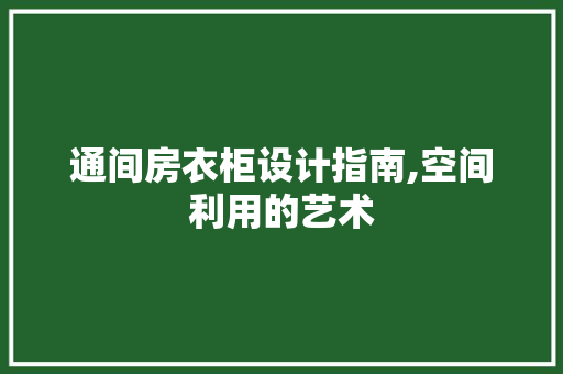 通间房衣柜设计指南,空间利用的艺术
