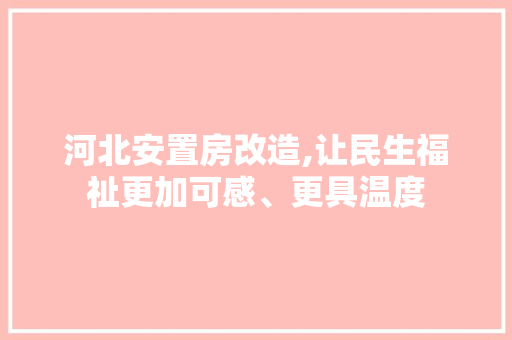 河北安置房改造,让民生福祉更加可感、更具温度