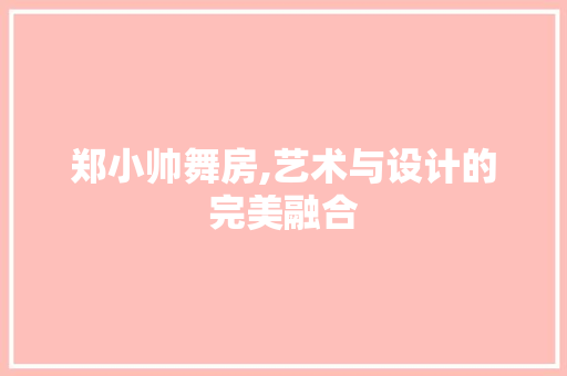 郑小帅舞房,艺术与设计的完美融合