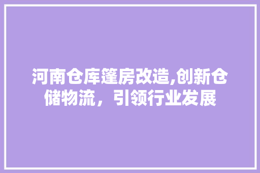 河南仓库篷房改造,创新仓储物流，引领行业发展