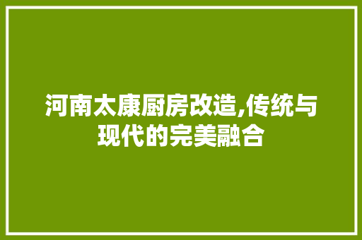 河南太康厨房改造,传统与现代的完美融合