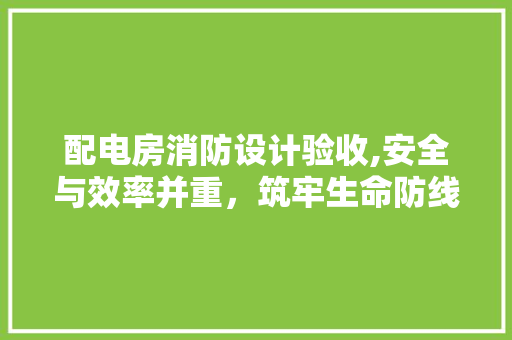 配电房消防设计验收,安全与效率并重，筑牢生命防线