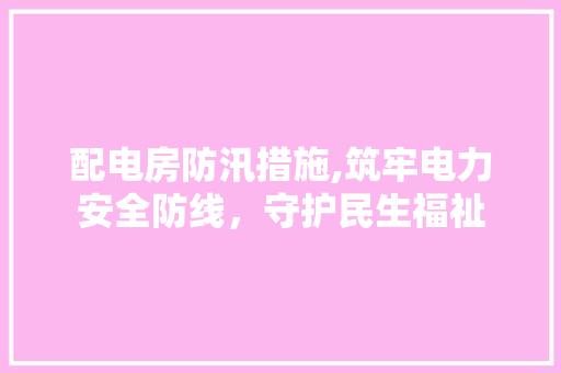 配电房防汛措施,筑牢电力安全防线，守护民生福祉