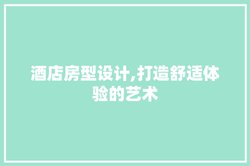 酒店房型设计,打造舒适体验的艺术