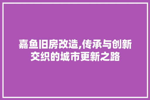 嘉鱼旧房改造,传承与创新交织的城市更新之路