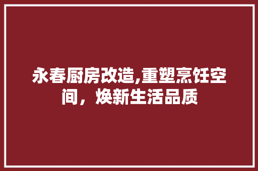 永春厨房改造,重塑烹饪空间，焕新生活品质