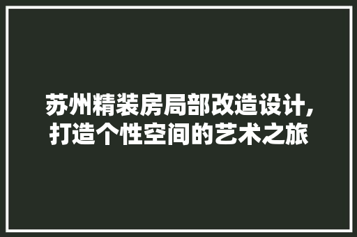 苏州精装房局部改造设计,打造个性空间的艺术之旅