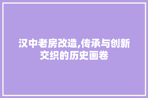 汉中老房改造,传承与创新交织的历史画卷