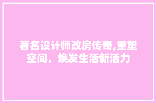 著名设计师改房传奇,重塑空间，焕发生活新活力