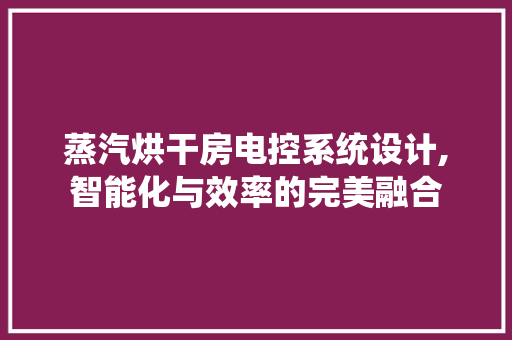 蒸汽烘干房电控系统设计,智能化与效率的完美融合