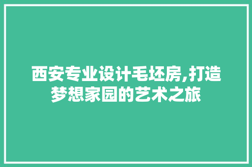 西安专业设计毛坯房,打造梦想家园的艺术之旅