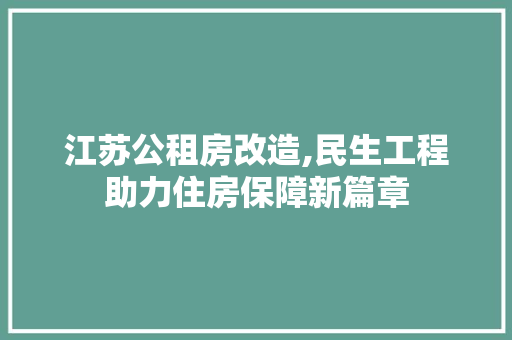 江苏公租房改造,民生工程助力住房保障新篇章