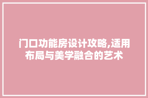 门口功能房设计攻略,适用布局与美学融合的艺术
