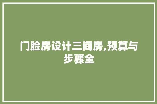 门脸房设计三间房,预算与步骤全