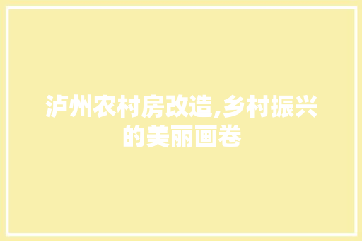 泸州农村房改造,乡村振兴的美丽画卷