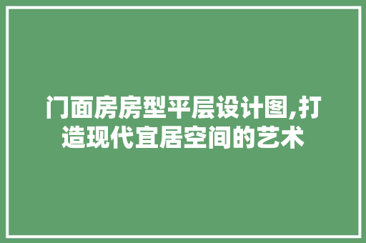 门面房房型平层设计图,打造现代宜居空间的艺术