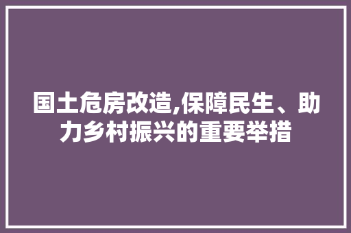 国土危房改造,保障民生、助力乡村振兴的重要举措