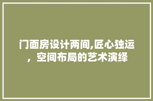 门面房设计两间,匠心独运，空间布局的艺术演绎