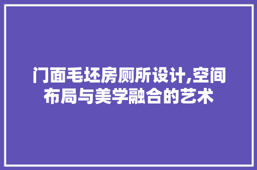 门面毛坯房厕所设计,空间布局与美学融合的艺术