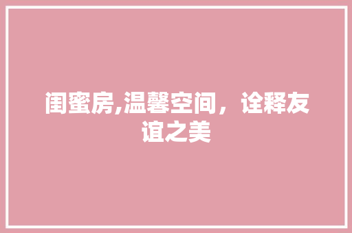 闺蜜房,温馨空间，诠释友谊之美