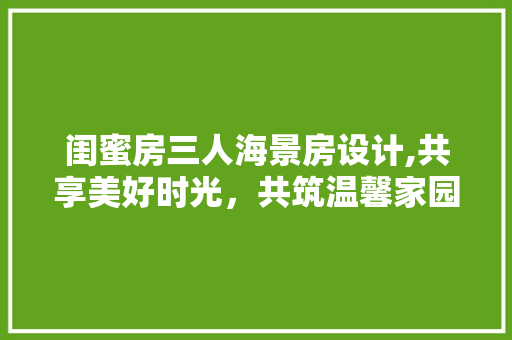 闺蜜房三人海景房设计,共享美好时光，共筑温馨家园