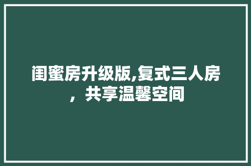 闺蜜房升级版,复式三人房，共享温馨空间