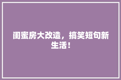 闺蜜房大改造，搞笑短句新生活！