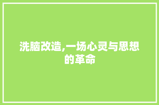 洗脑改造,一场心灵与思想的革命