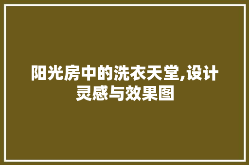 阳光房中的洗衣天堂,设计灵感与效果图