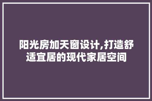 阳光房加天窗设计,打造舒适宜居的现代家居空间