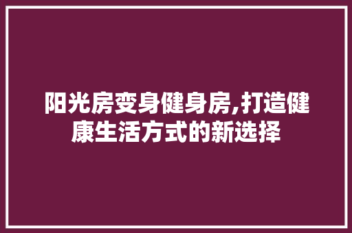 阳光房变身健身房,打造健康生活方式的新选择