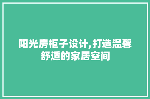 阳光房柜子设计,打造温馨舒适的家居空间