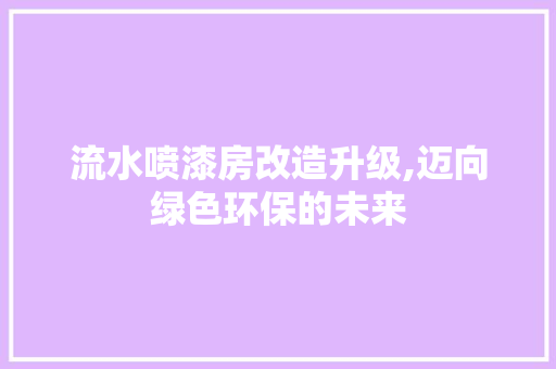 流水喷漆房改造升级,迈向绿色环保的未来