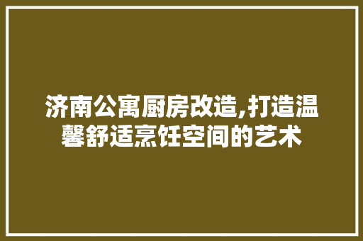 济南公寓厨房改造,打造温馨舒适烹饪空间的艺术