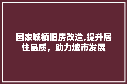 国家城镇旧房改造,提升居住品质，助力城市发展