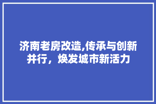 济南老房改造,传承与创新并行，焕发城市新活力