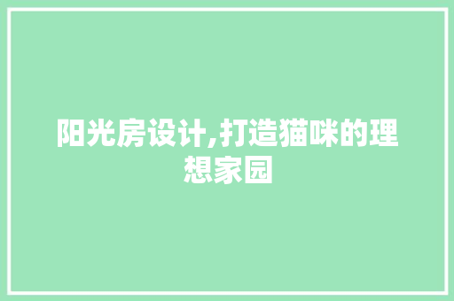 阳光房设计,打造猫咪的理想家园