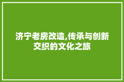 济宁老房改造,传承与创新交织的文化之旅